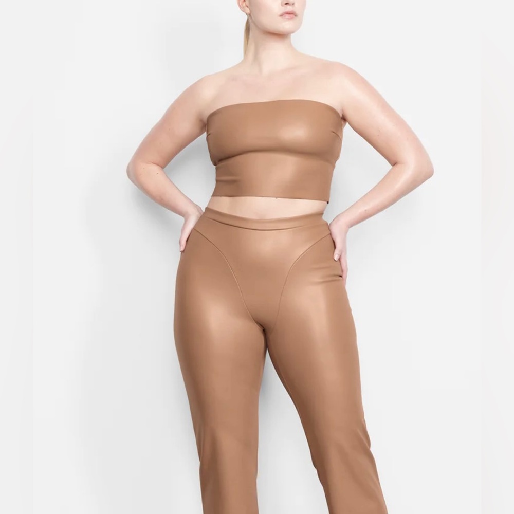 Skims faux leather tube top